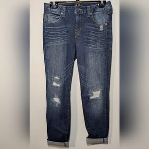 MiracleBody Distressed Skinny Jeans Medium Wash Tummy Control Women's Size 4